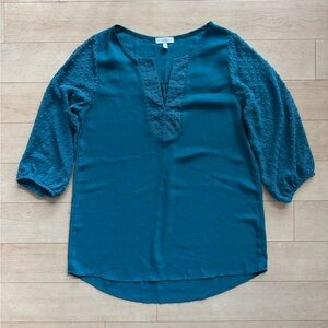 Jun & Ivy (Francesca’s Collections) - teal blue blouse with ¾ sleeves